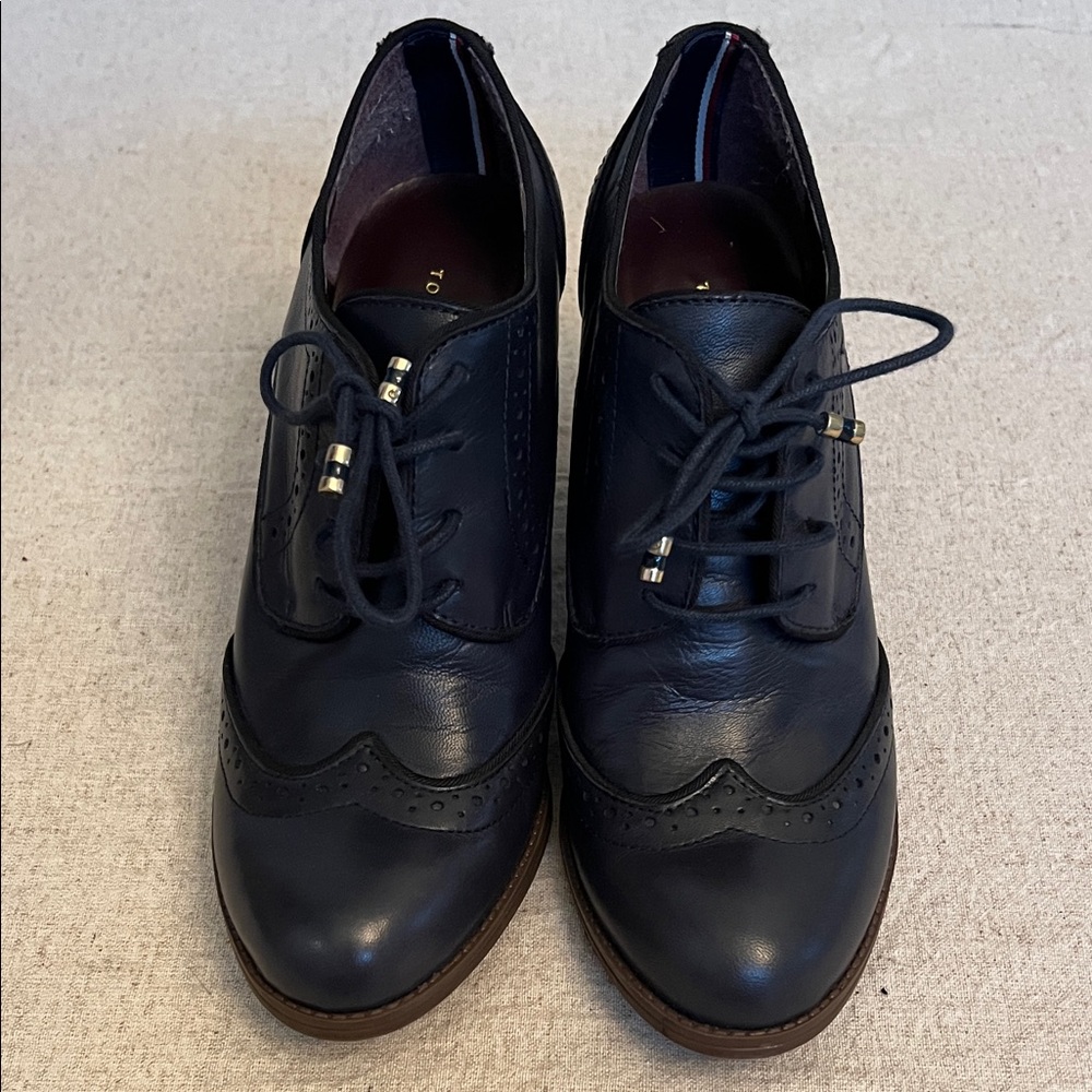 Tommy Hilfiger Navy Blue Oxford Lace-Up Heels